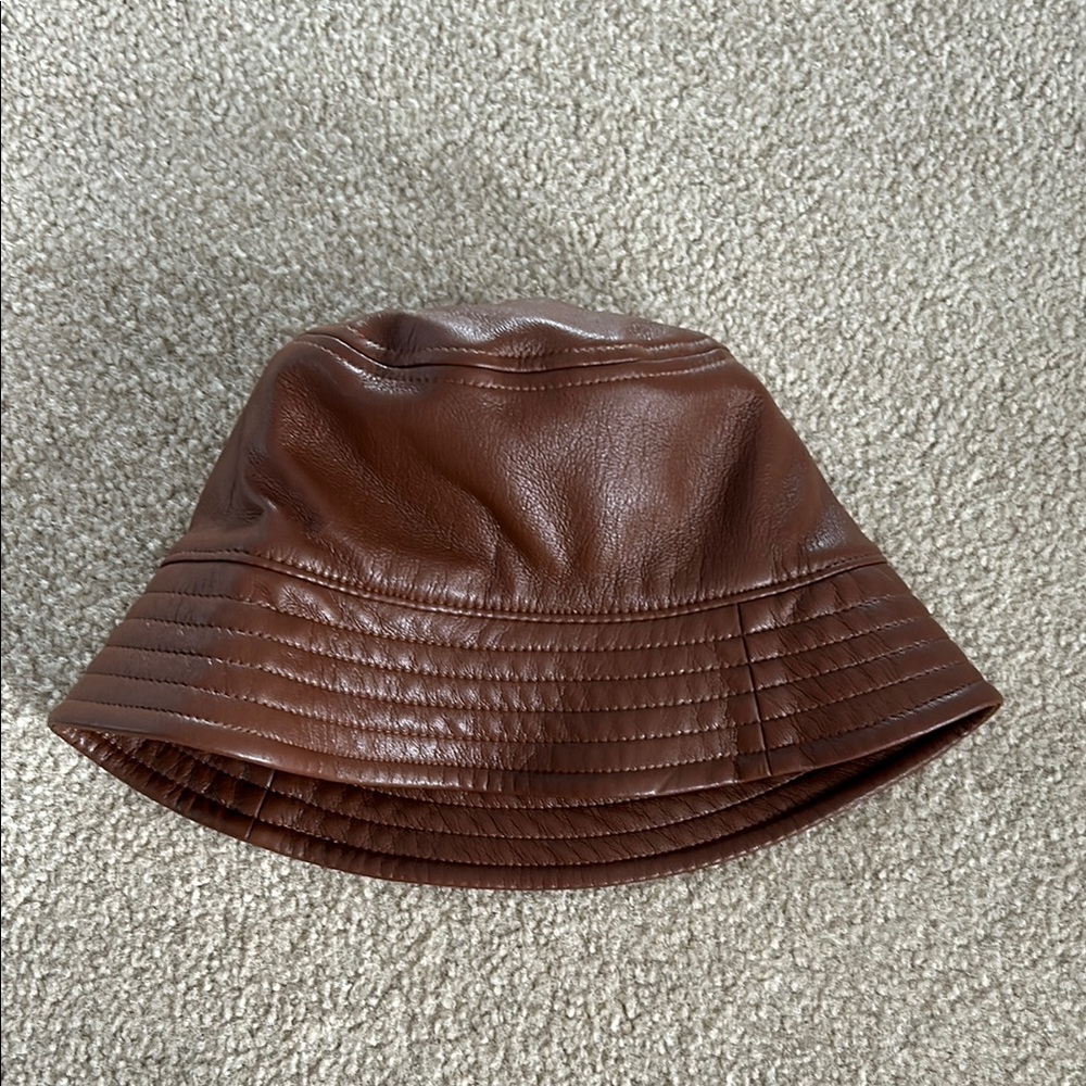 Aritzia Brown Faux-Leather Bucket Hat